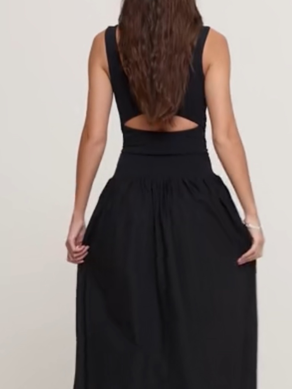 SCULPTED-STRETCH + COTTON POPLIN MAXI DRESS - Picture 7 of 9